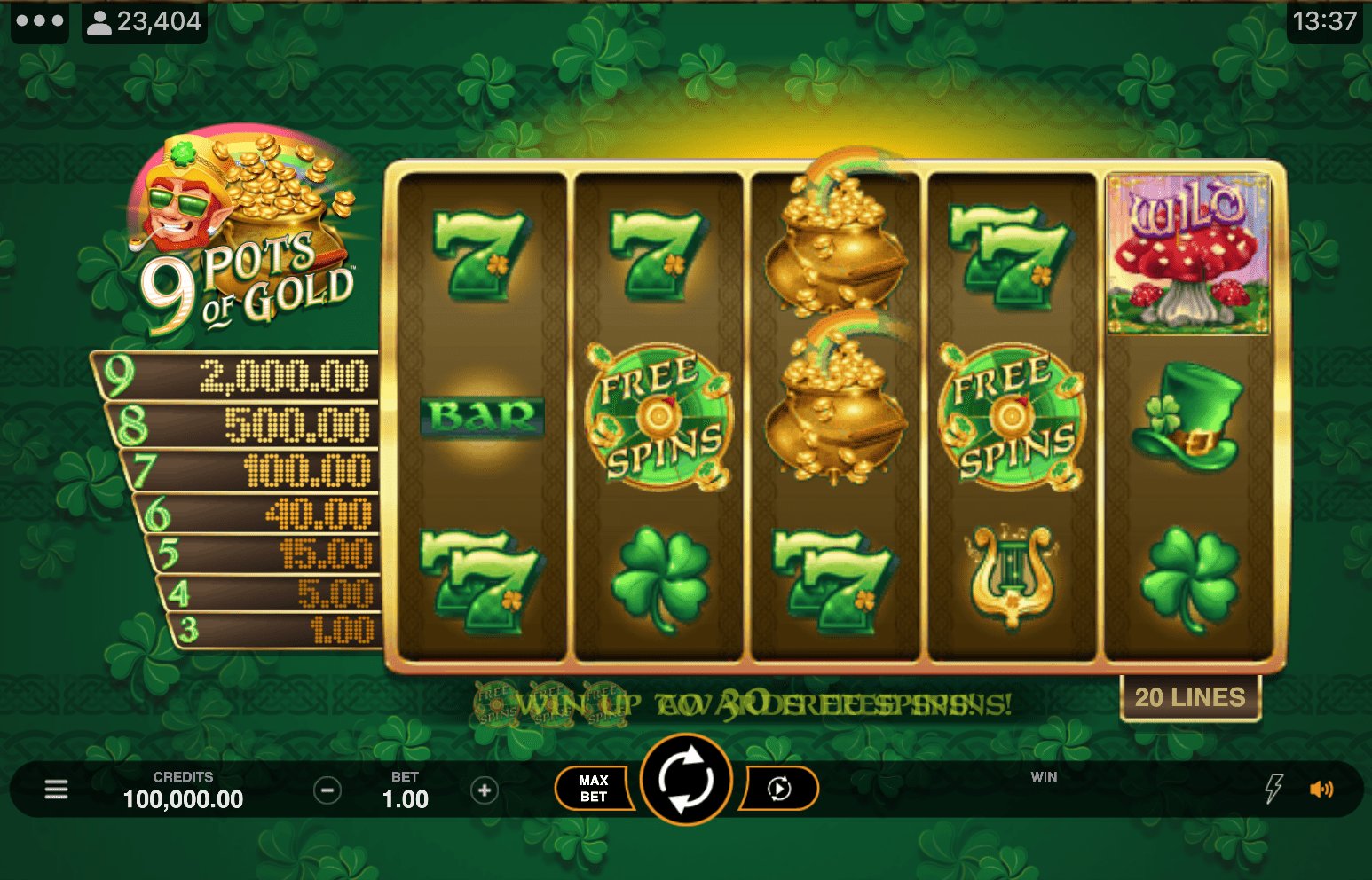 9 Pots Of Gold ทางเข้าเล่น PG Slot